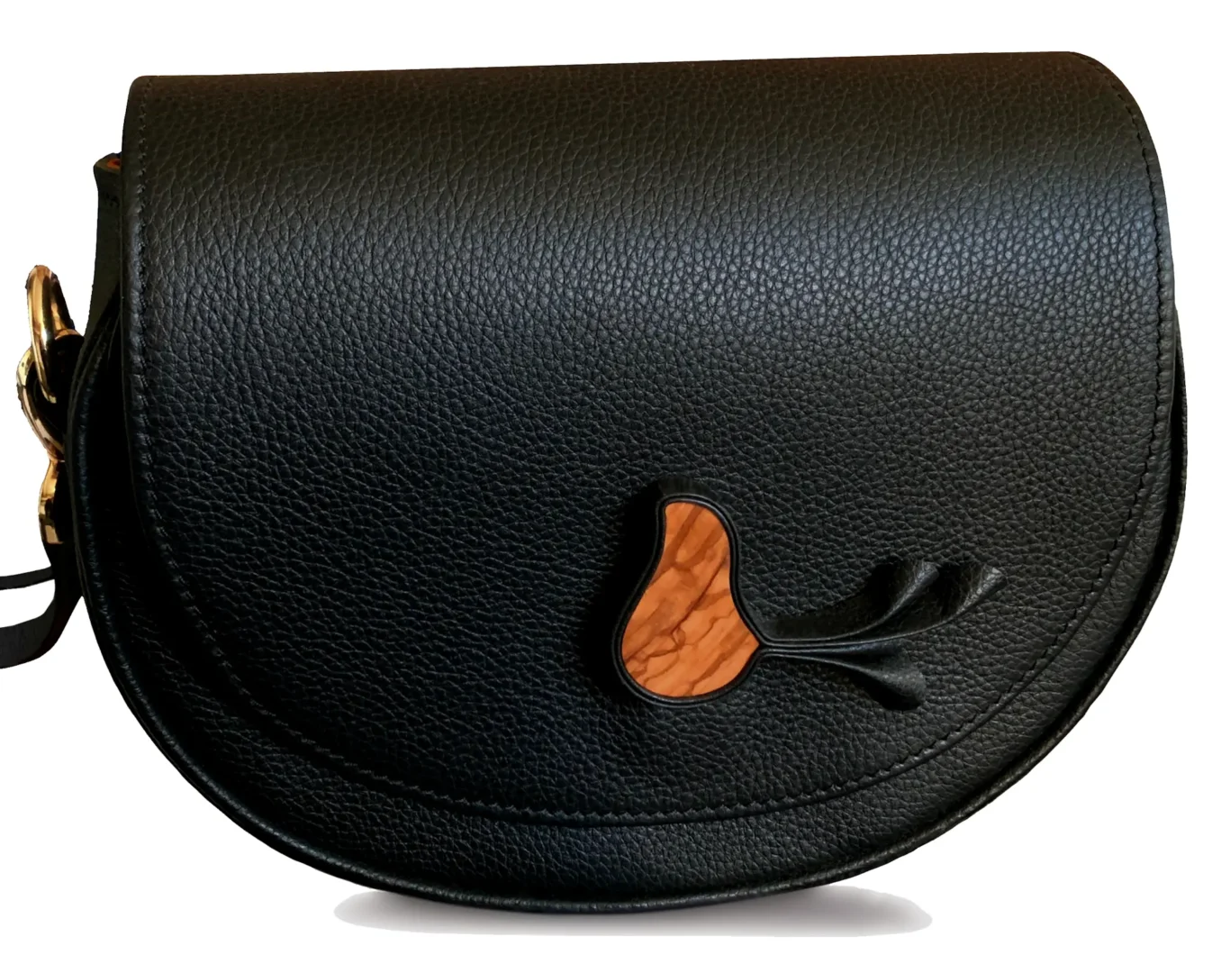 Sac bandoulière Noir en cuir pleine fleur - Face